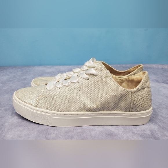 Toms Sparkle Gold Flat Comfy Woman Sneakers Size 7.5 - Picture 2 of 13